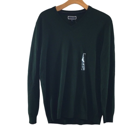 Club Room Green V-Neck Merino Wool Blend Knit Sweater Mens XL Pullover - Picture 1 of 14